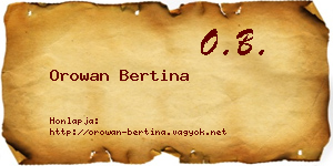 Orowan Bertina névjegykártya